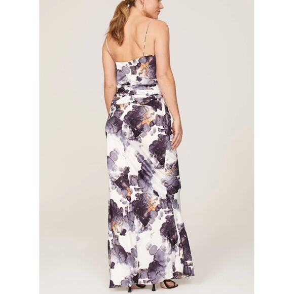 Donna Karan Purple Satin Maxi Slip Dress SIZE 4 Ruched Cowl Cocktail Gown $500 - Picture 4 of 11